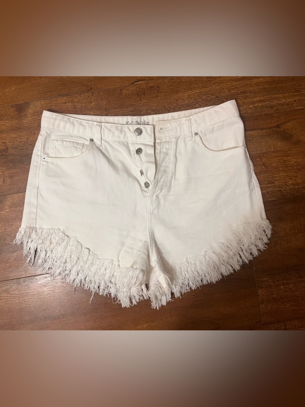 Wild Fable Women's White Frayed Hem Denim Shorts